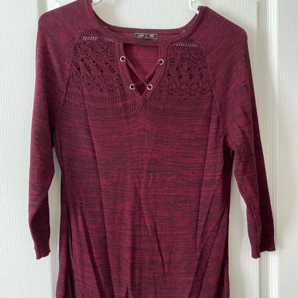 LETY & ME S Maroon Long Sleeve Shirt